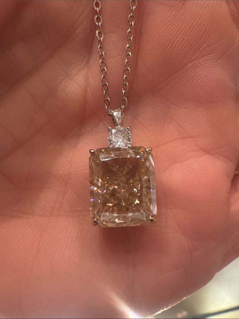 Simulated Pink Diamond CZ Sterling Silver Necklace - Picture 10 of 10